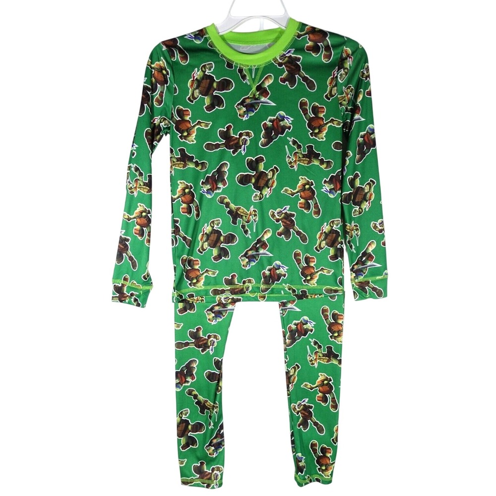 Teenage Mutant Ninja Turtles TMNT Boys Green All Over Print Pajama Set Large